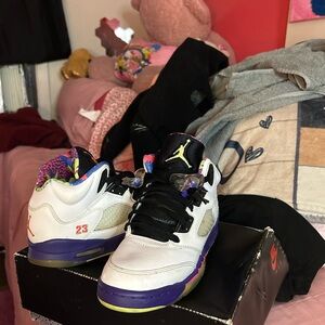Jordan Women's Sneakers - White, Black, Purple, Yellow